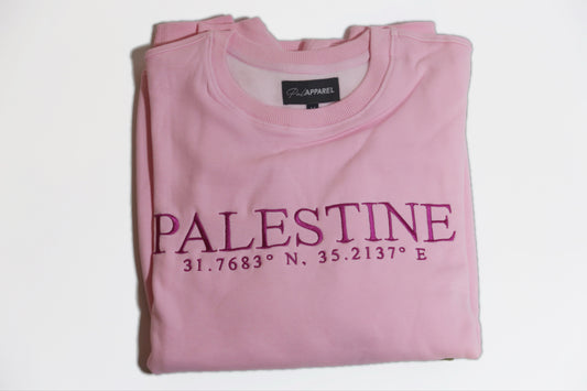 Coordinates of Home crewneck: Palestinian Rose